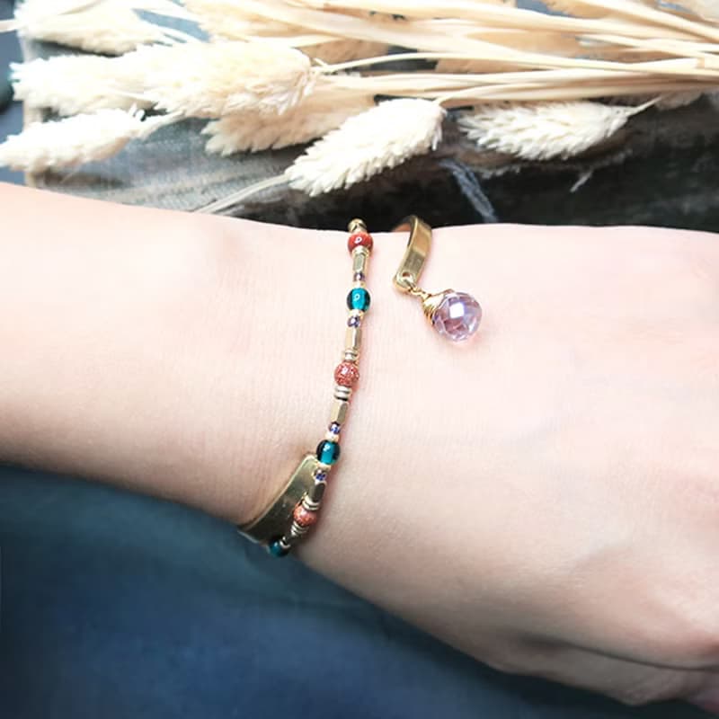 VIIART。神話。金砂石琉璃古董珠黃銅手鍊 | 復古風天然石手鏈