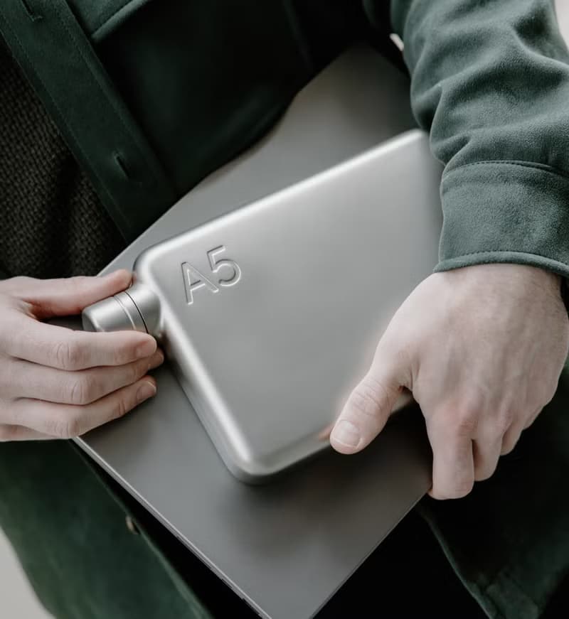 memobottle A5 1080ml 不鏽鋼筆記本薄型水壺 (Satin)