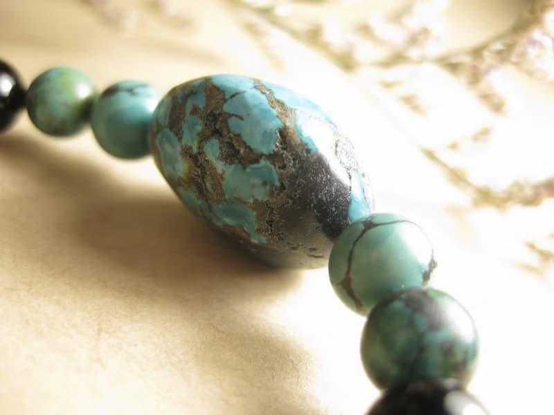 手鍊 珠串設計 西藏綠松石+黑瑪瑙