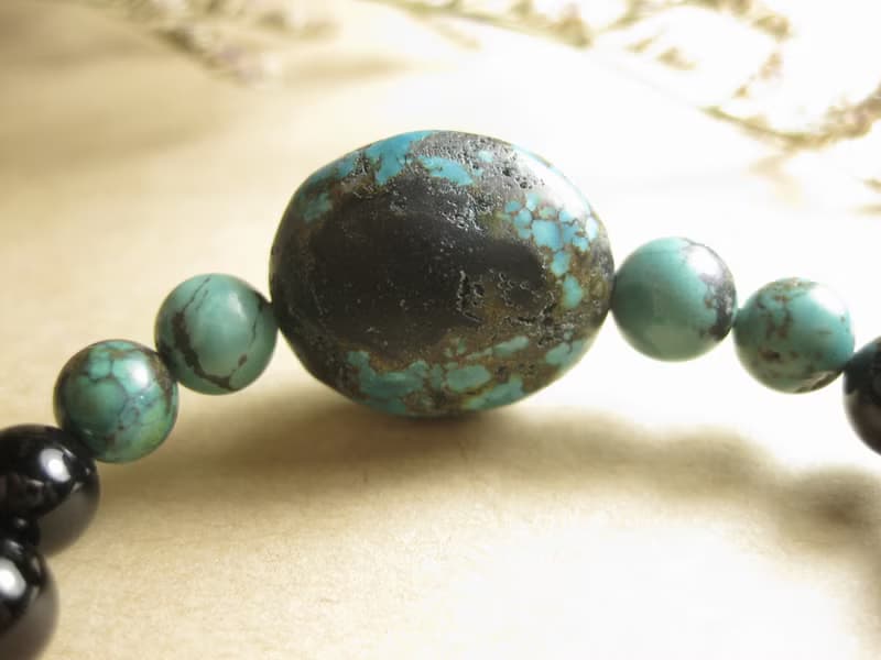 手鍊 珠串設計 西藏綠松石+黑瑪瑙