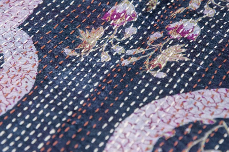 刺繡絲巾/絲綢刺繡圍巾/手縫紗麗線絲巾/印度絲綢刺繡圍巾-莊園花