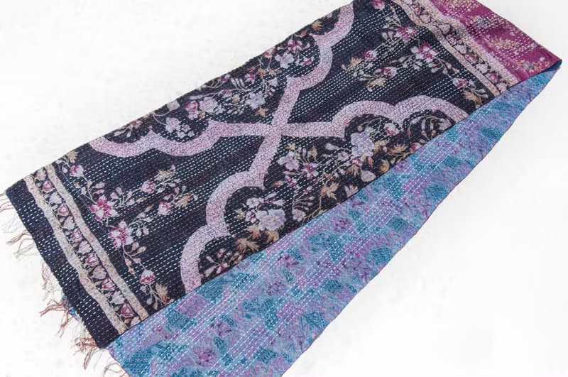 刺繡絲巾/絲綢刺繡圍巾/手縫紗麗線絲巾/印度絲綢刺繡圍巾-莊園花