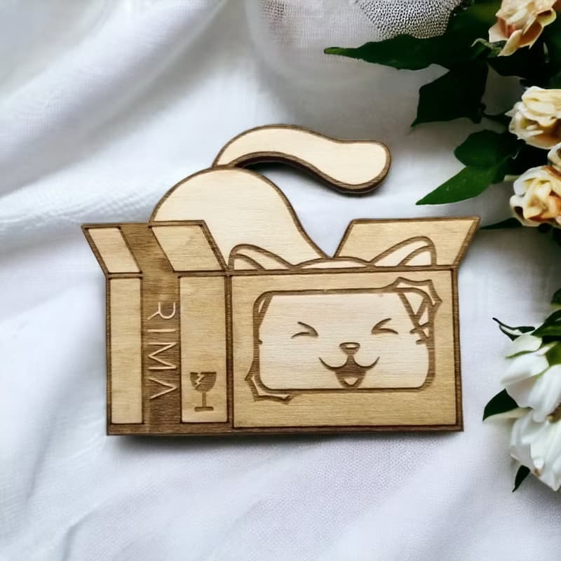 Cats on Cardboxes Wooden Coaster Set – Unique Cat Wooden Drink Coasters - Kitten