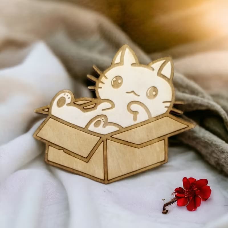 Cats on Cardboxes Wooden Coaster Set – Unique Cat Wooden Drink Coasters - Kitten