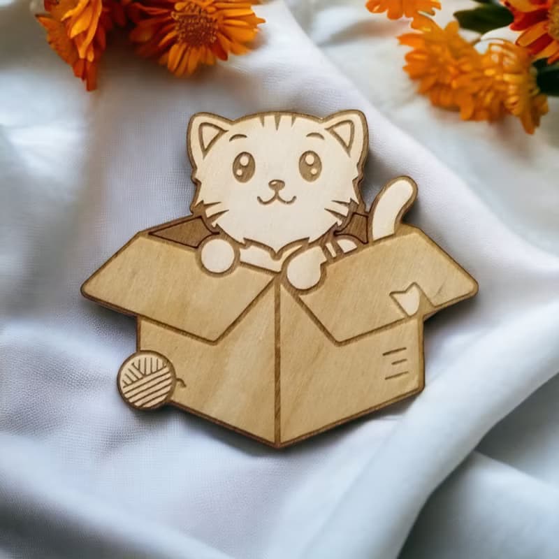 Cats on Cardboxes Wooden Coaster Set – Unique Cat Wooden Drink Coasters - Kitten