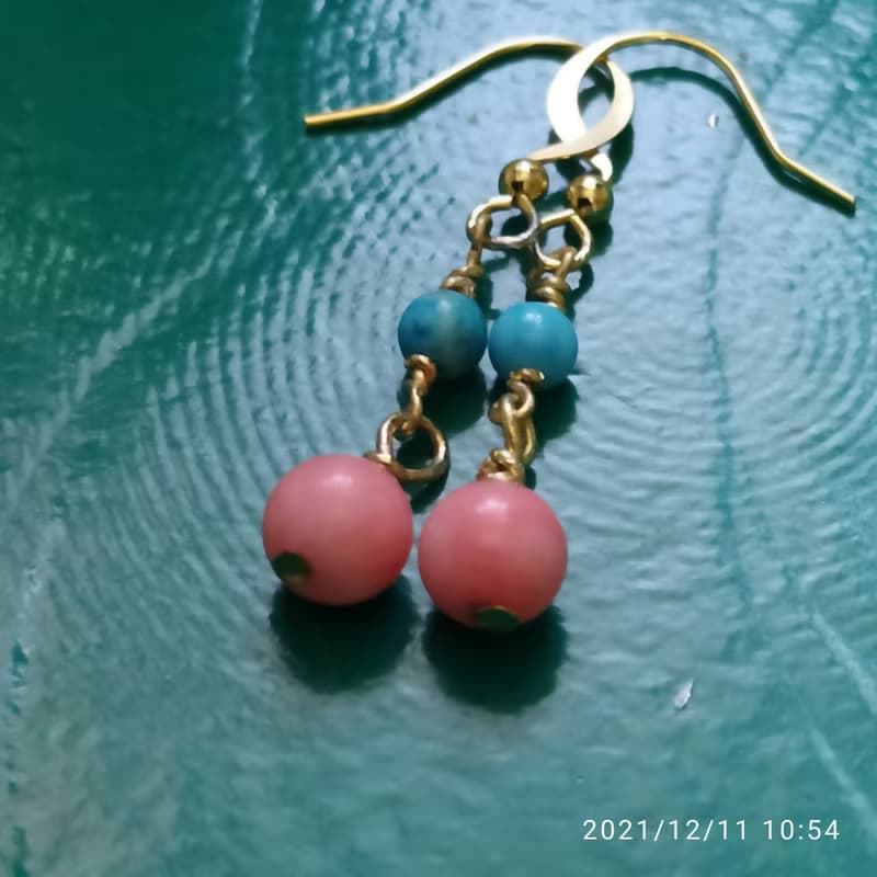 粉珊瑚耳環