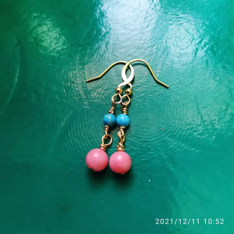 粉珊瑚耳環