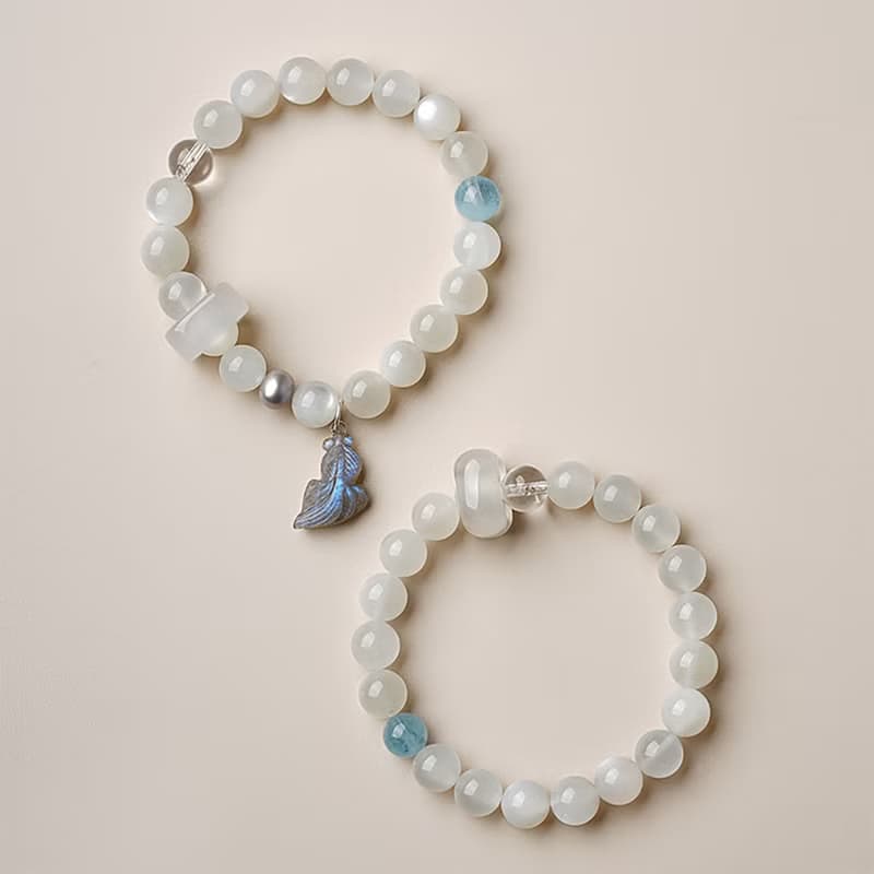 幽幽白月光手鏈 未時簡單幹淨天然月光石串珠金魚女夏ins精致禮物