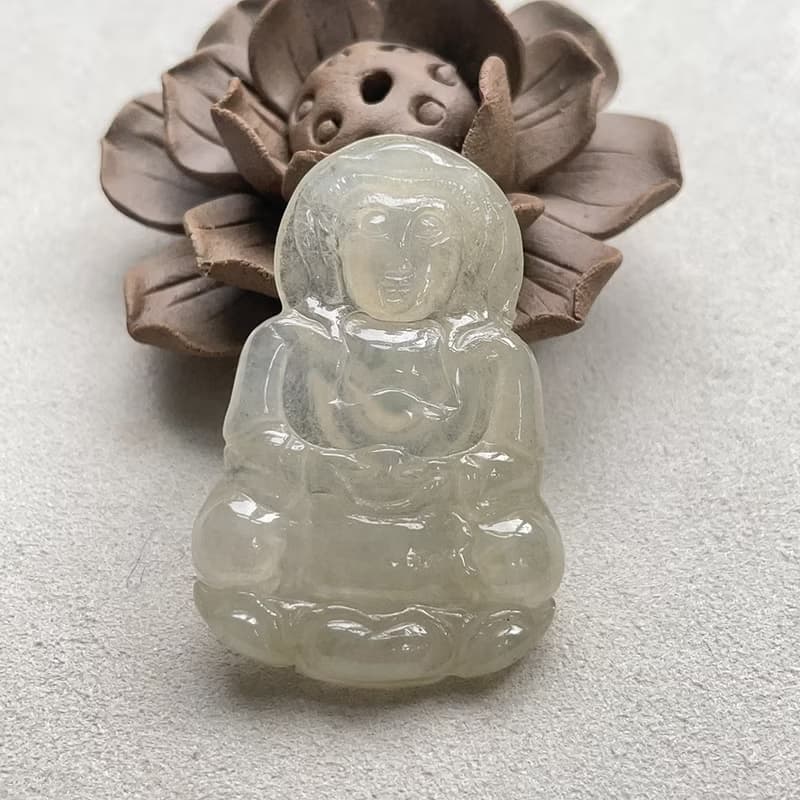 冰種翡翠觀音菩薩 | 天然緬甸玉翡翠A貨