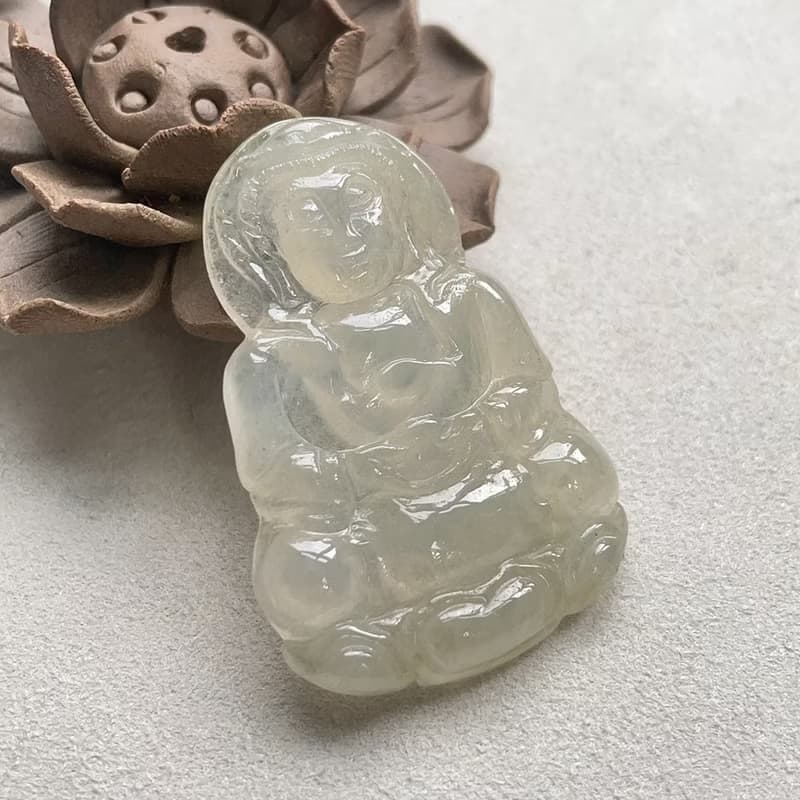 冰種翡翠觀音菩薩 | 天然緬甸玉翡翠A貨