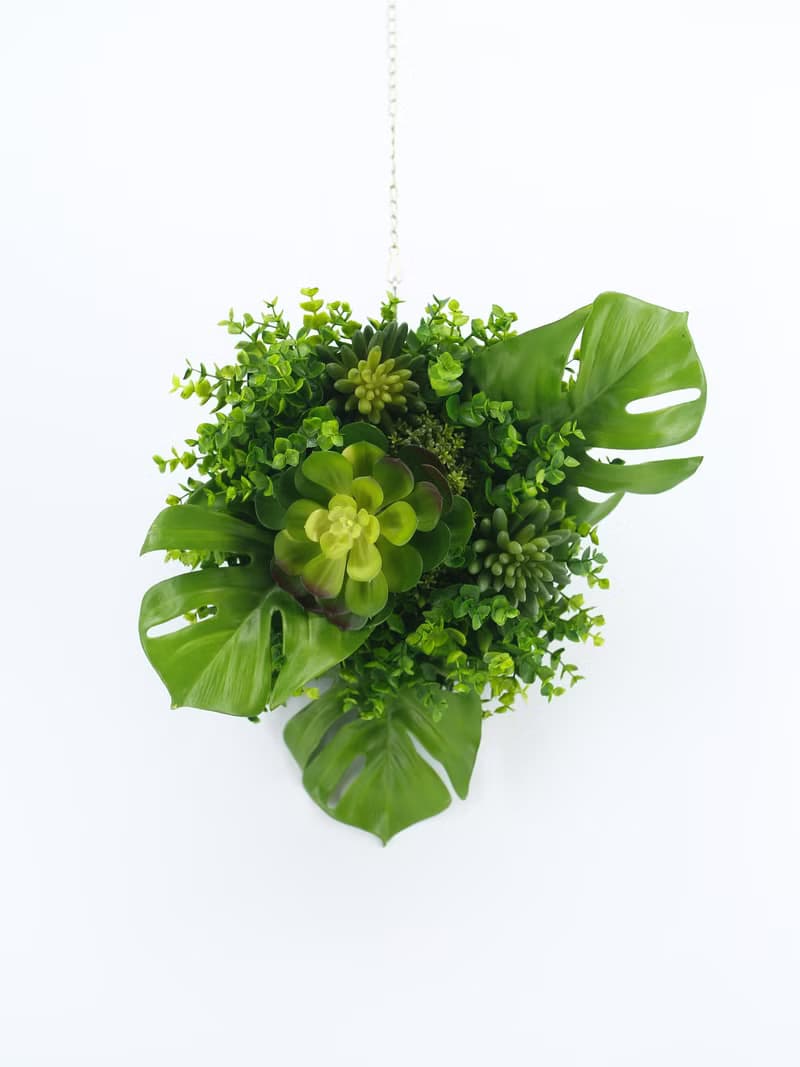 多肉電信葉小植物框 / 龜背芋 / 擬真植物 / 電箱佈置 / 壁掛