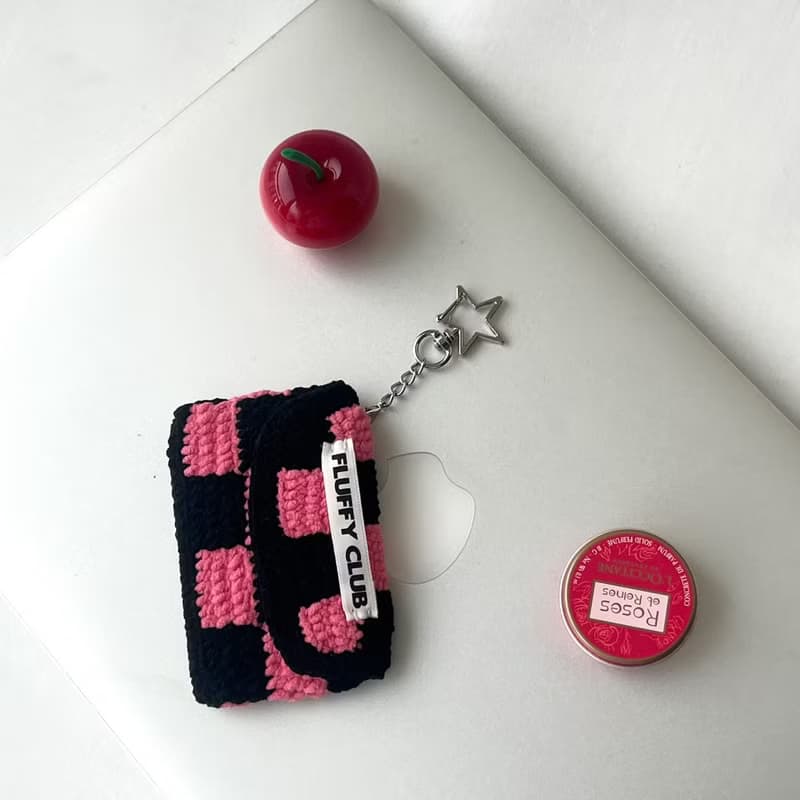 棋盤格編織卡夾 方格紋零錢包