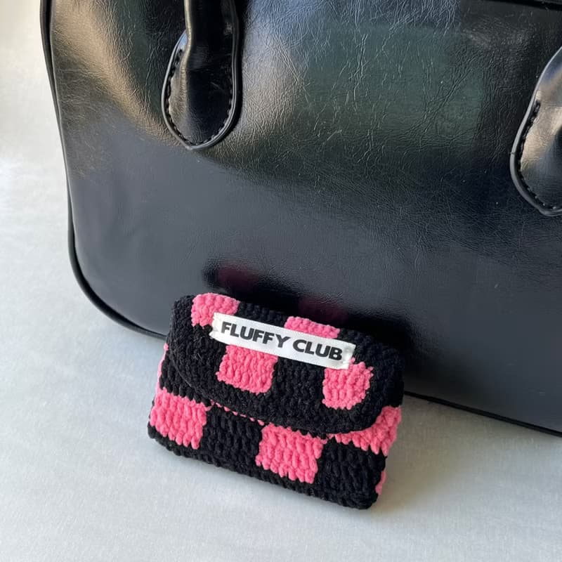 棋盤格編織卡夾 方格紋零錢包