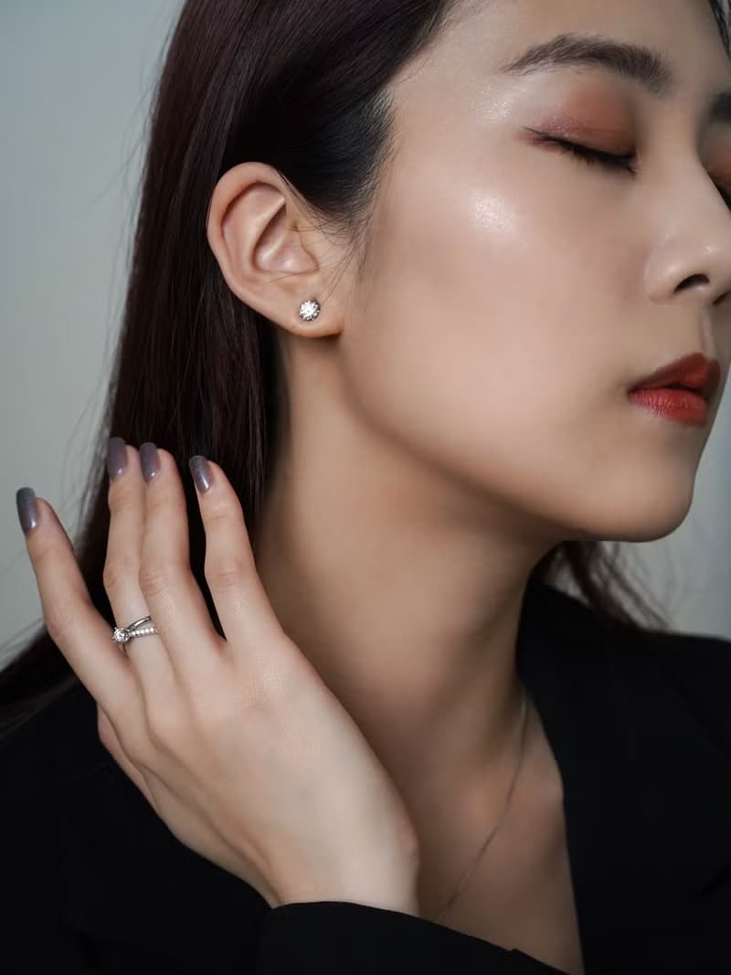 純銀30分莫桑鑽交叉戒指