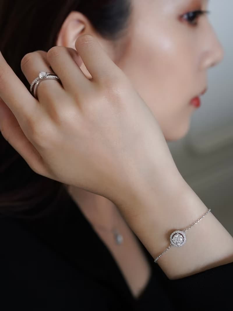 純銀30分莫桑鑽交叉戒指