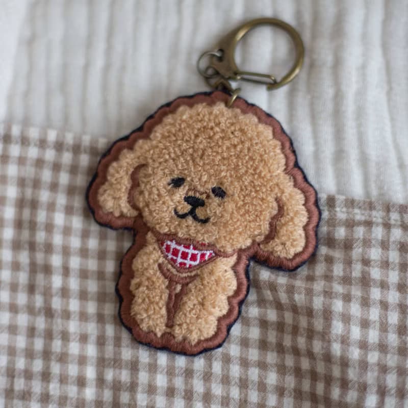 貴賓狗 Poodle 毛茸茸好可愛 刺繡 鑰匙圈 生日禮物 紙盒包裝