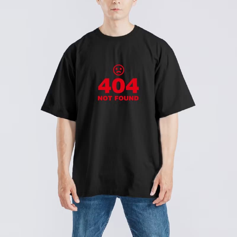 404 NOT FOUND 錯誤 衣服 落肩 寬版 T恤 純棉 吸濕排汗 涼感 黑T