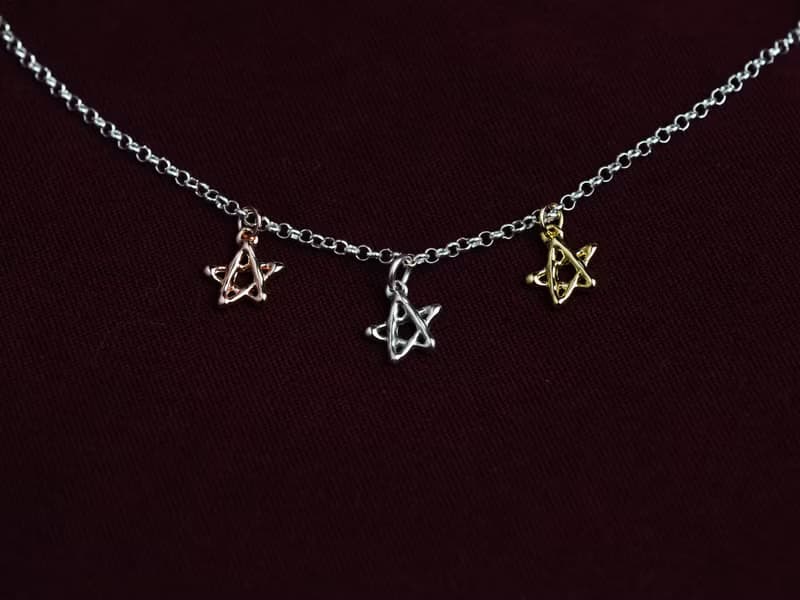 3色小星星 | 純銀項鍊 鍍K金 玫瑰金 細鍊 聖誕禮物
