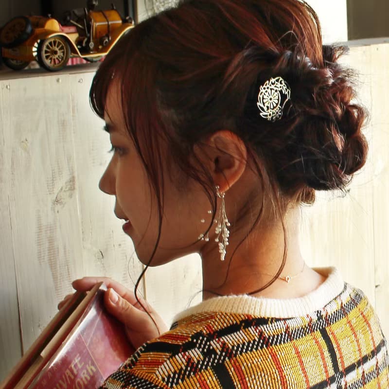 KANZASHI Hair pin 【Wreath / Sangria】