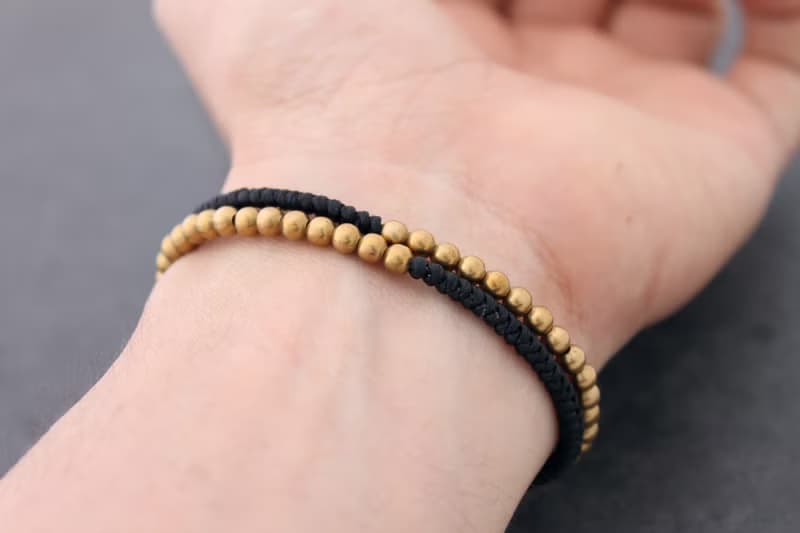 黃銅珠子編織手鍊手編織子線手鐲男女皆宜