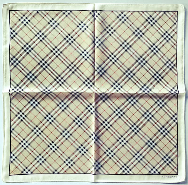 Burberry Vintage Handkerchief Pocket Square Beige Check 20 x 20 inches.
