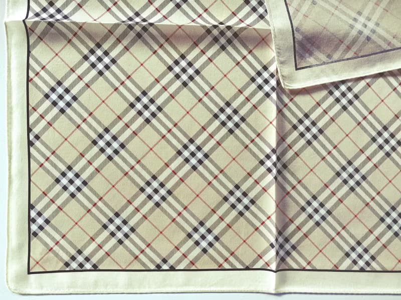 Burberry Vintage Handkerchief Pocket Square Beige Check 20 x 20 inches.