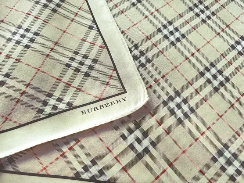 Burberry Vintage Handkerchief Pocket Square Beige Check 20 x 20 inches.
