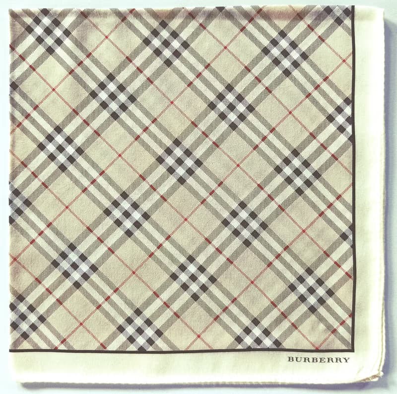 Burberry Vintage Handkerchief Pocket Square Beige Check 20 x 20 inches.