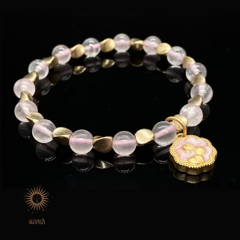 【月櫻兔/ Cherry Blossom Moon】中秋好物月櫻兔粉晶手鍊