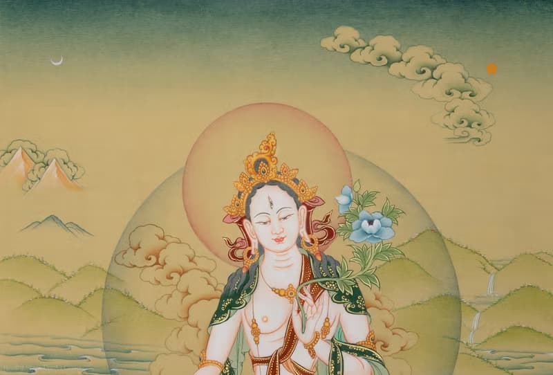 正宗的白度母唐卡  神聖恩典