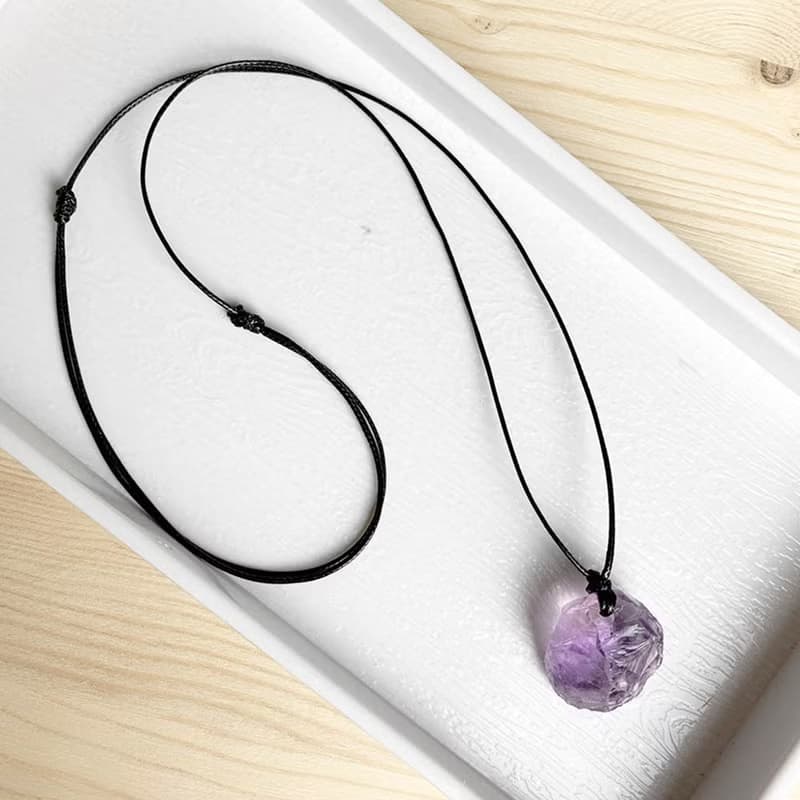 |原石吊墜系列|紫水晶(項鍊x鎖骨鍊x皮繩x手工製作)