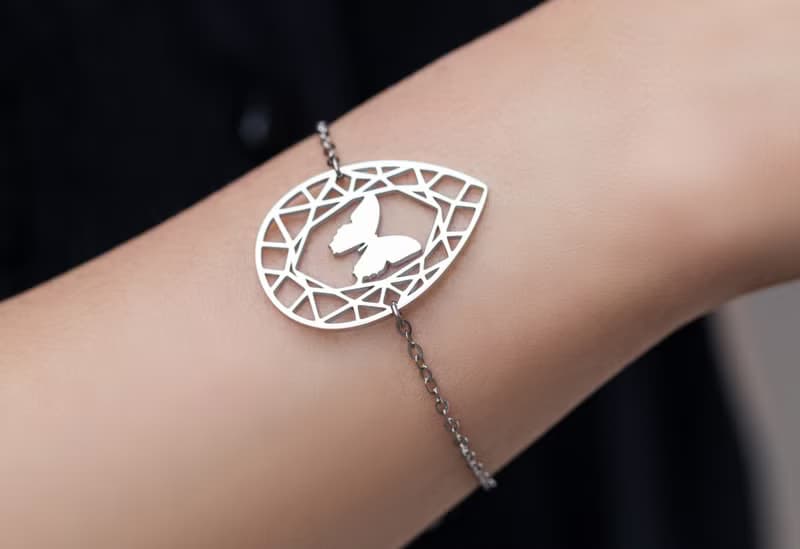 抗敏醫療鋼 寶石與動物系列-蝴蝶手鍊