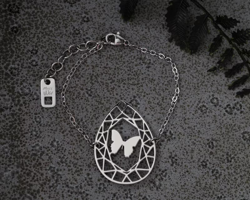 抗敏醫療鋼 寶石與動物系列-蝴蝶手鍊