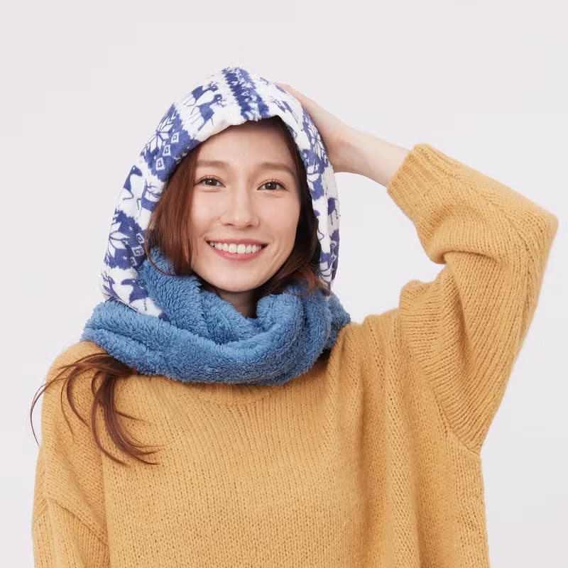 Yuki雪精靈連帽脖圍/ 冰河藍