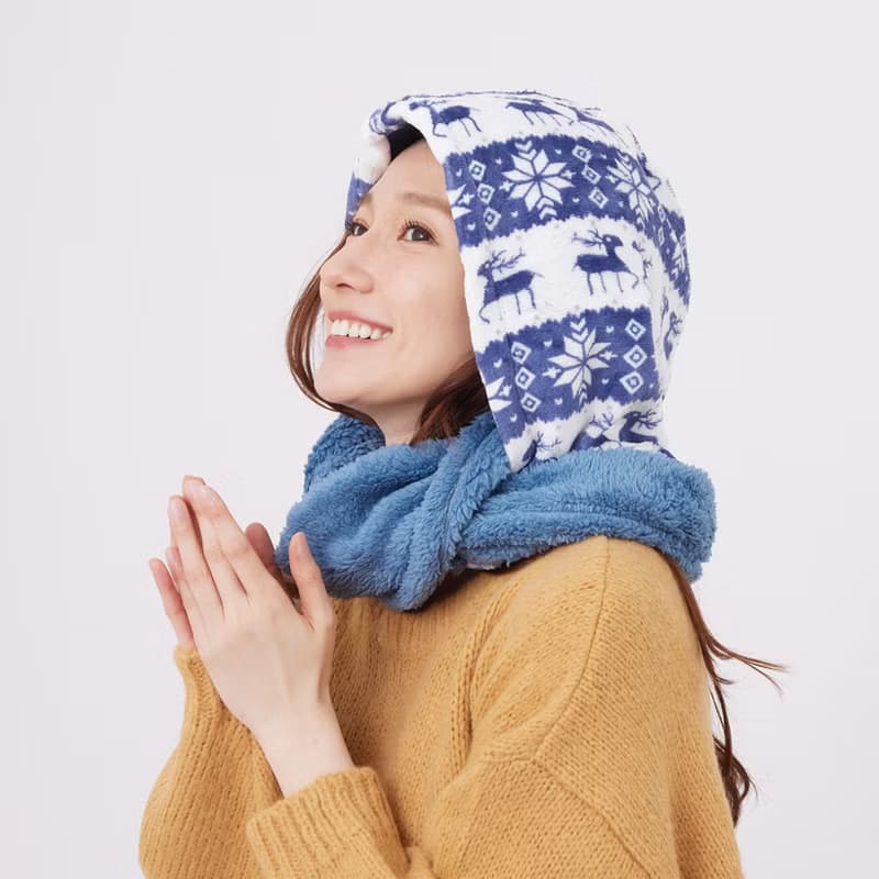 Yuki雪精靈連帽脖圍/ 冰河藍