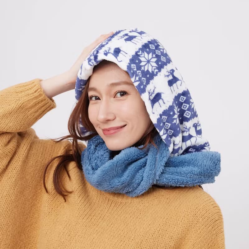 Yuki雪精靈連帽脖圍/ 冰河藍