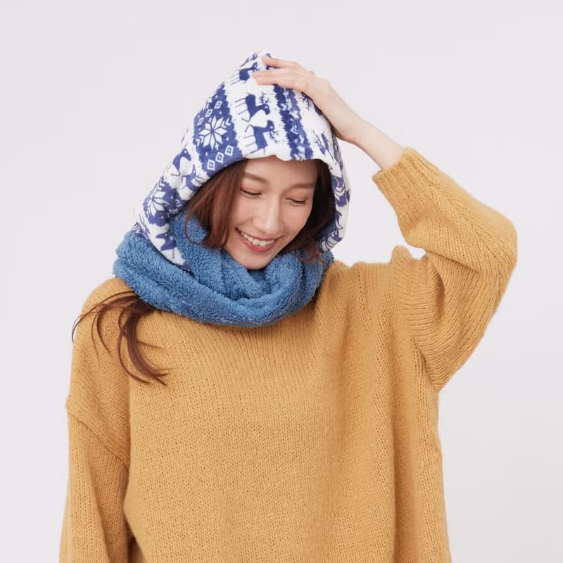 Yuki雪精靈連帽脖圍/ 冰河藍
