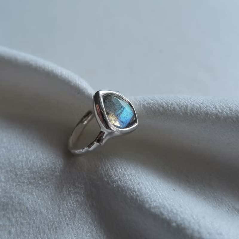 925純銀 拉長石 荷魯斯之眼 耳骨夾 耳環 單只