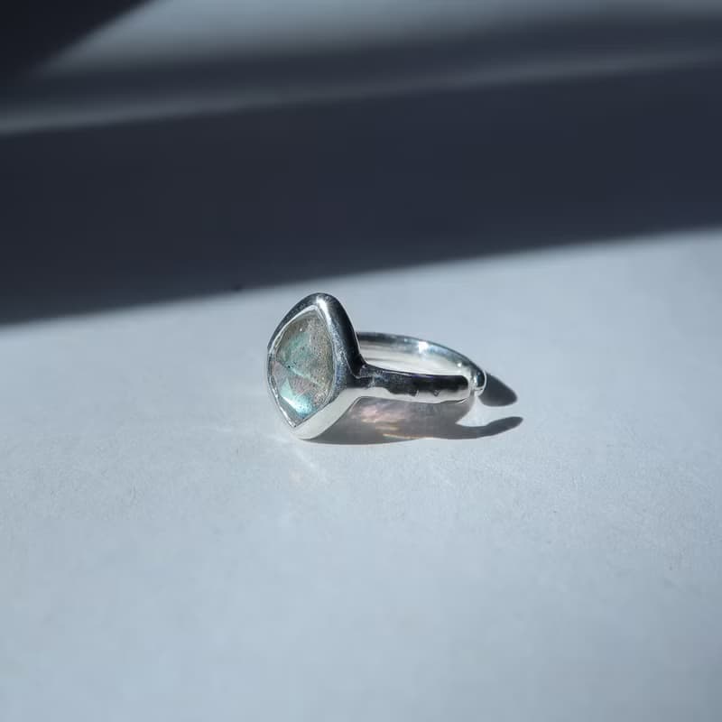 925純銀 拉長石 荷魯斯之眼 耳骨夾 耳環 單只