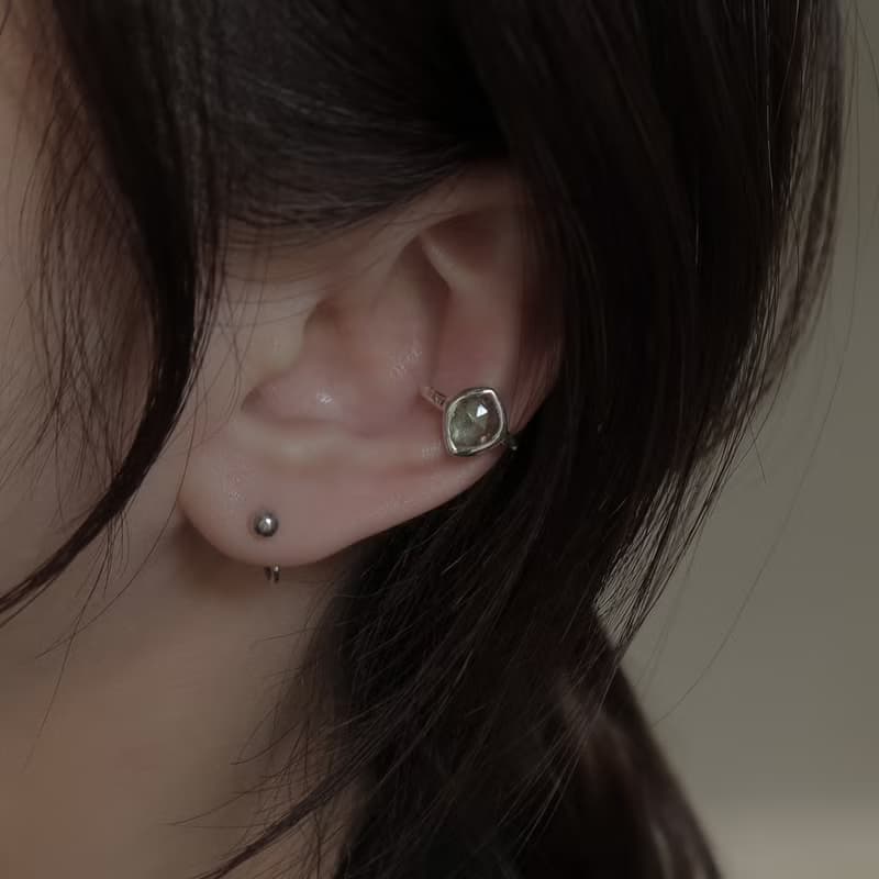 925純銀 拉長石 荷魯斯之眼 耳骨夾 耳環 單只