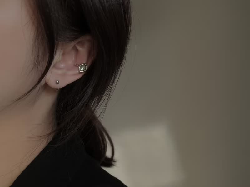 925純銀 拉長石 荷魯斯之眼 耳骨夾 耳環 單只