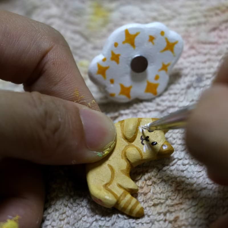 【橘之大壹指放得下】愛玩粘土插畫師花壹天手繪橘貓旋轉戒指