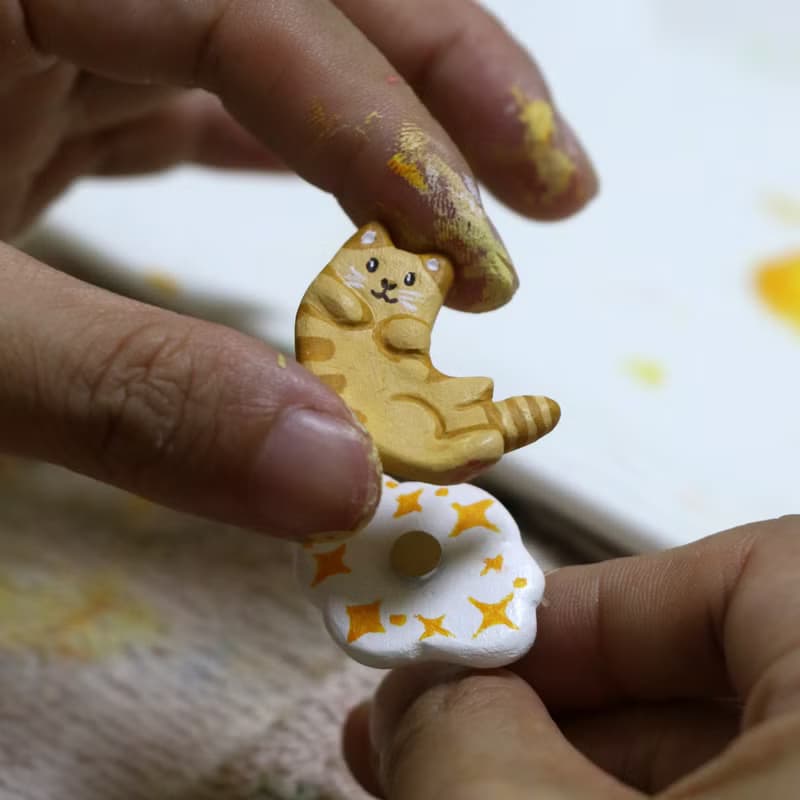 【橘之大壹指放得下】愛玩粘土插畫師花壹天手繪橘貓旋轉戒指