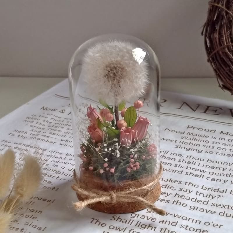 【蒲公英】軟木塞玻璃鐘罩│永生花│乾燥花