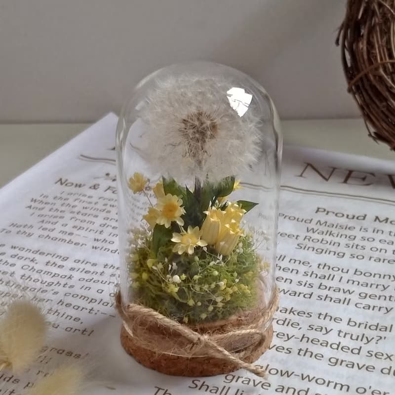 【蒲公英】軟木塞玻璃鐘罩│永生花│乾燥花