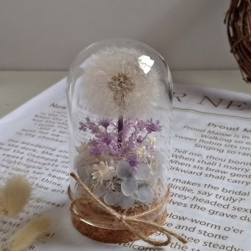 【蒲公英】軟木塞玻璃鐘罩│永生花│乾燥花