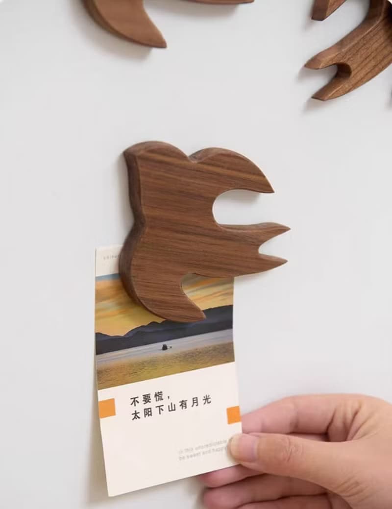 胡桃木磁吸冰箱貼  飛燕壁貼牆貼  可膠粘 可做杯墊