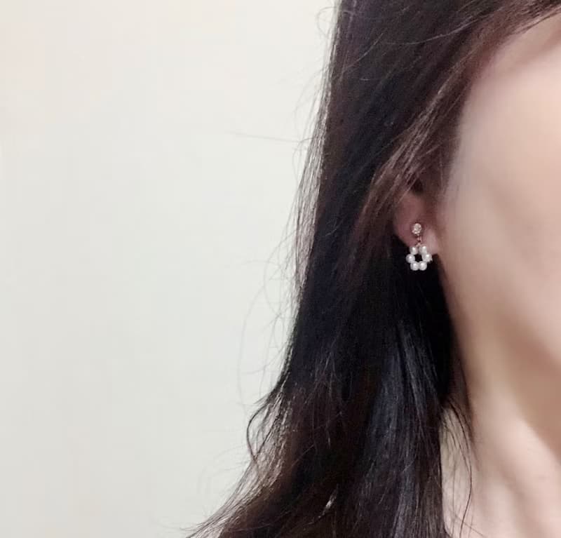 甜甜圈圈 珍珠耳環 可改夾式