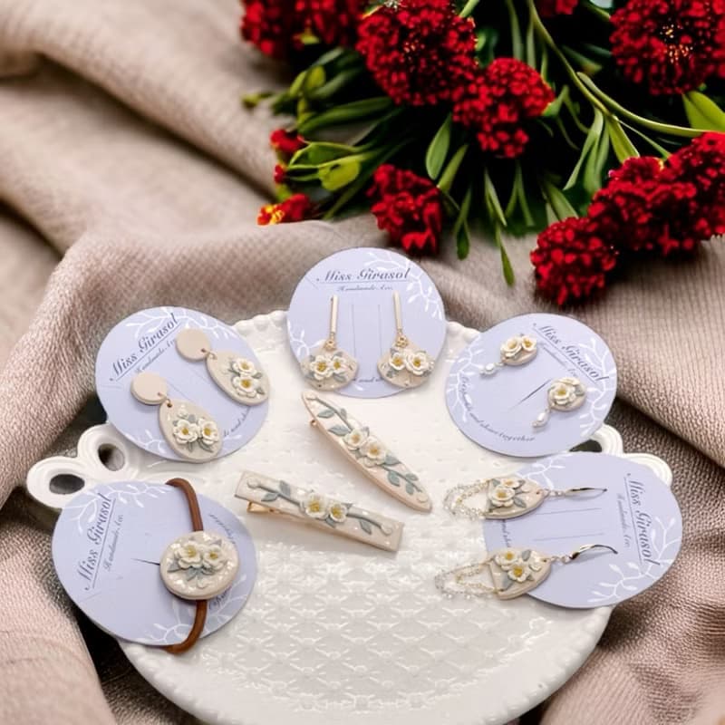 白山茶花輕盈珍珠耳環/氣質耳環/情人節禮物