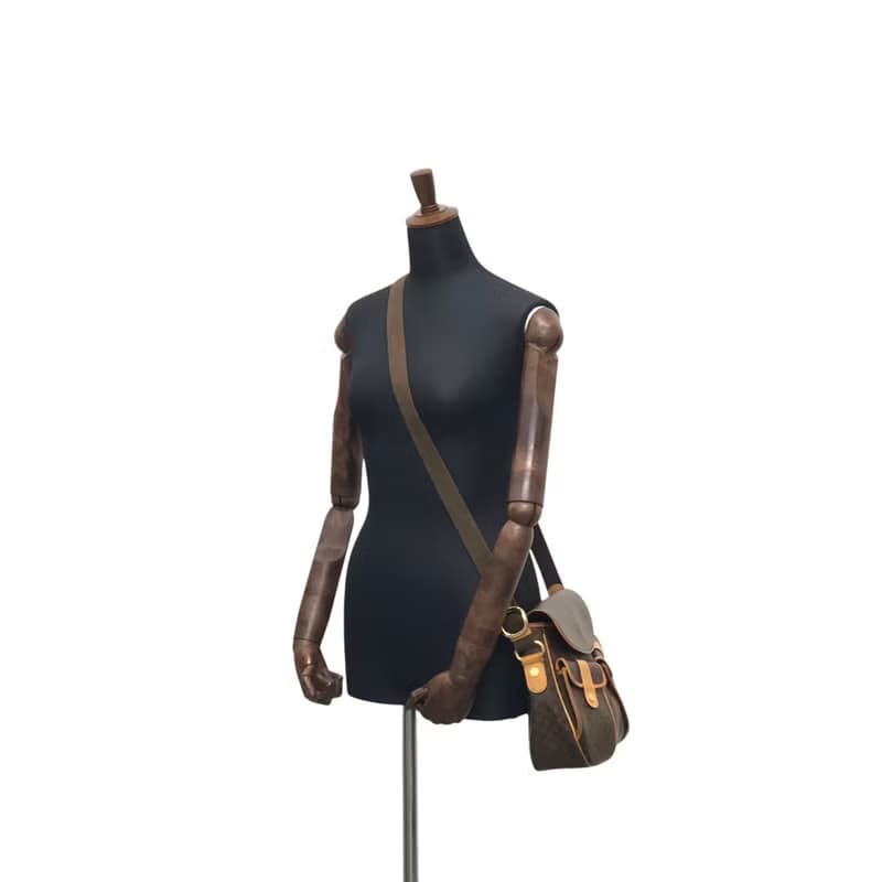 【 日本直送　名牌中古包 】CELINE セリーヌ マカダム ショルダーバッグ ブラウン PVC ダブルポケット vintage ヴィンテージ a3bmb4